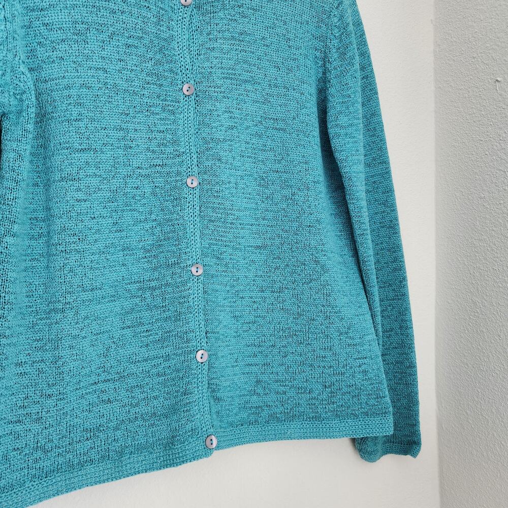 Vintage 80s 90s Pendleton Blue Open Knit Button Front Cardigan Sweater S - Picture 4 of 9